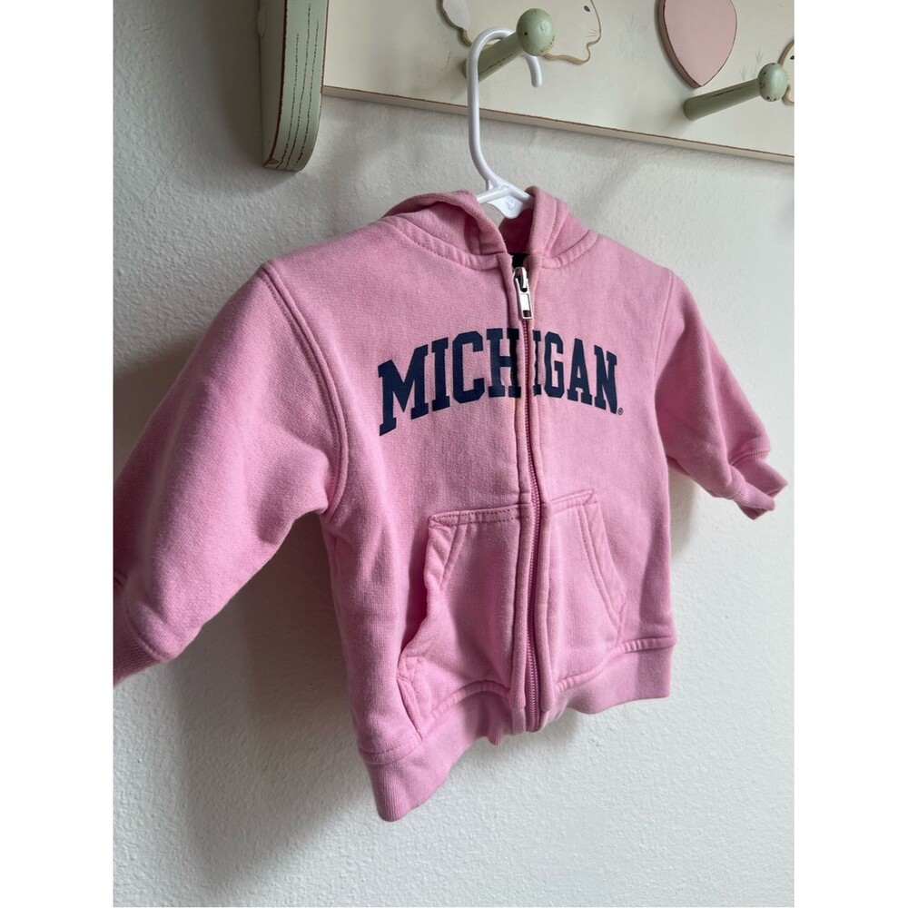 Michigan Kids' Pink Zip-Up Hoodie with Hood
